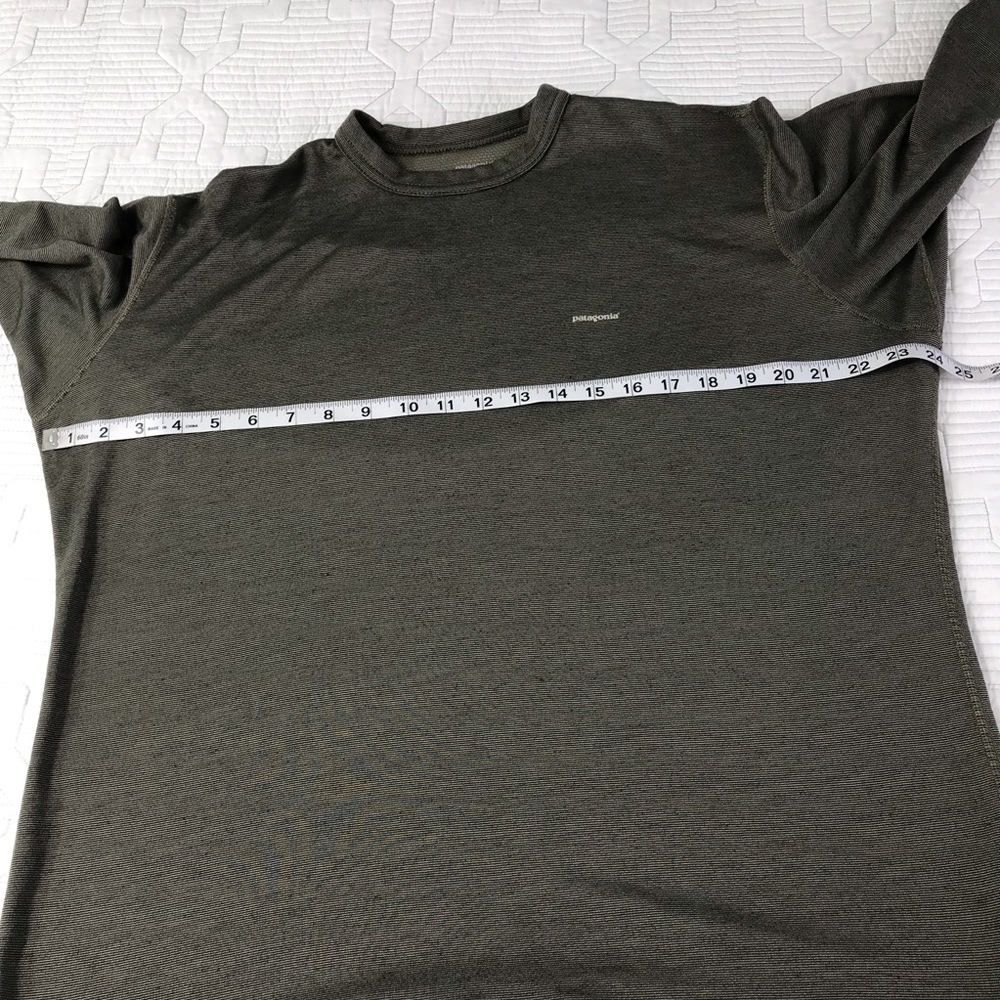 Sold* Patagonia Capilene Shirt Mens Size Large Long Sleeve Olive Green Base Laye - Picture 10 of 11